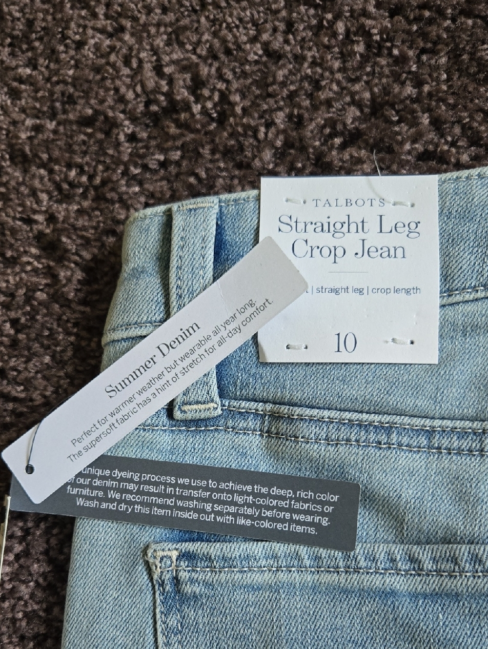 NEW Talbots Light Blue Straight Leg Crop Jeans 10 - Picture 4 of 6